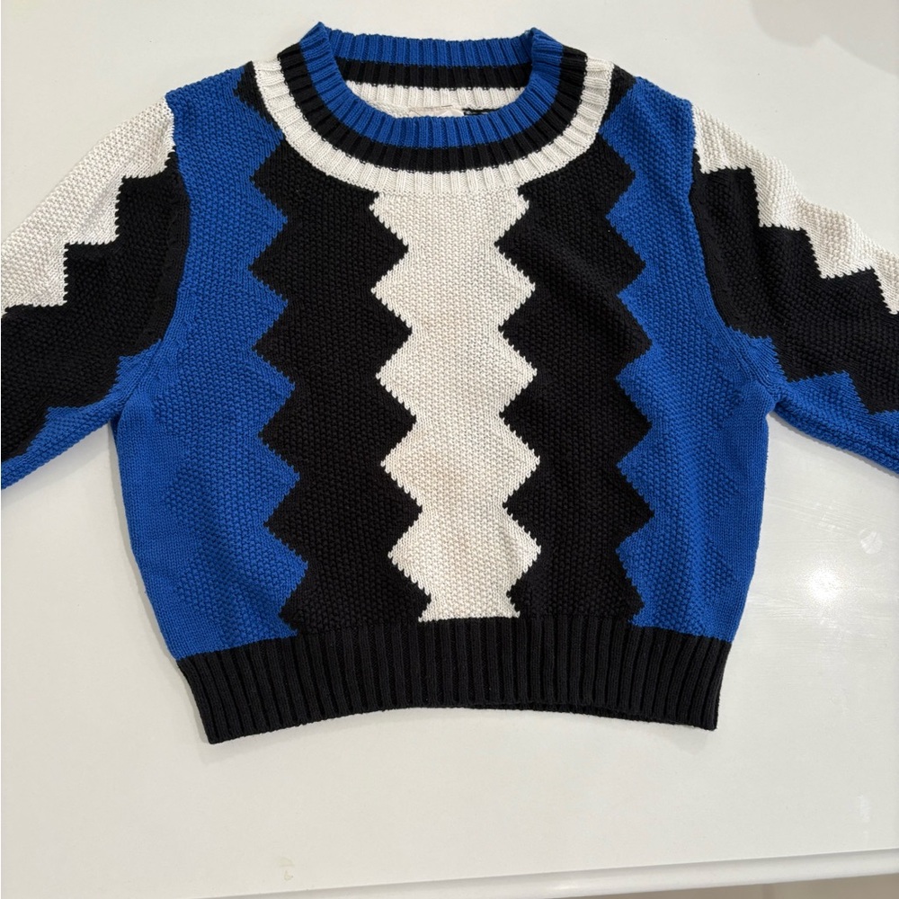 Forever 21 Collectibles Blue, Black & Cream Argyle Crew Neck Sweater